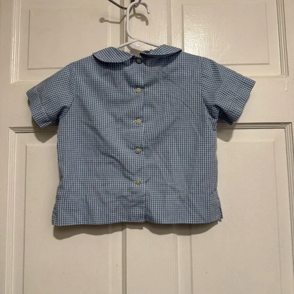 Smocked 4T Boys Easter Church Shirt Short Sleeve Rabbit Bunny Collar - Picture 2 of 3